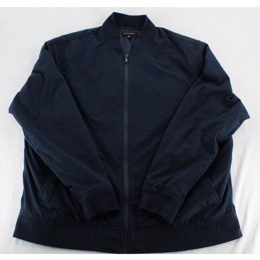 Banana Republic Full Zip Bomber Jacket Mens XXL Blue Lined Travel Commuter
